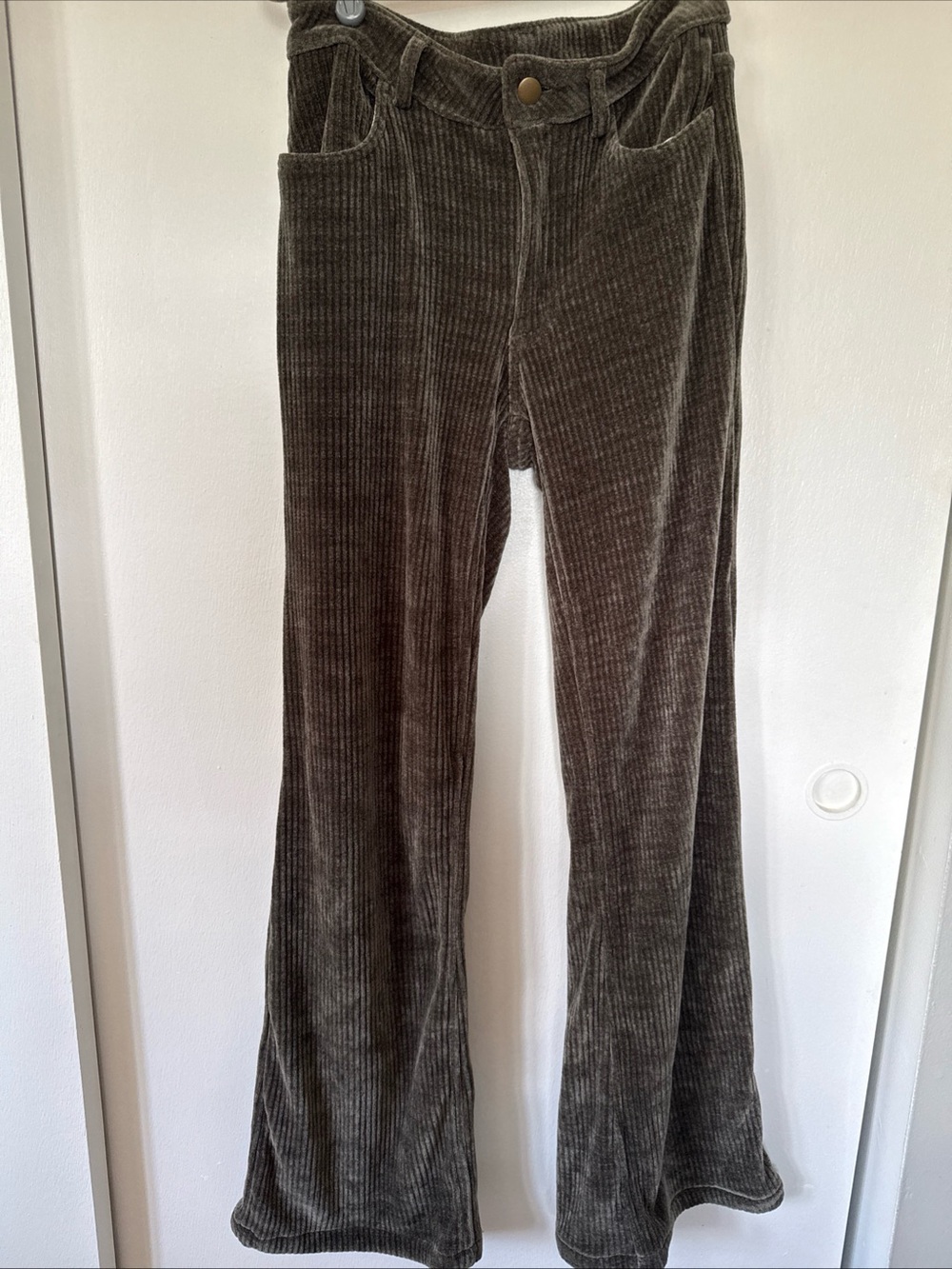 Industry Republic Dark Green Mid Rise Corduroy Flare Pants Velvety Soft
